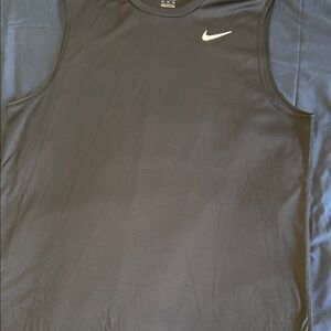 Nike Men's Black Tank Top with White Logo